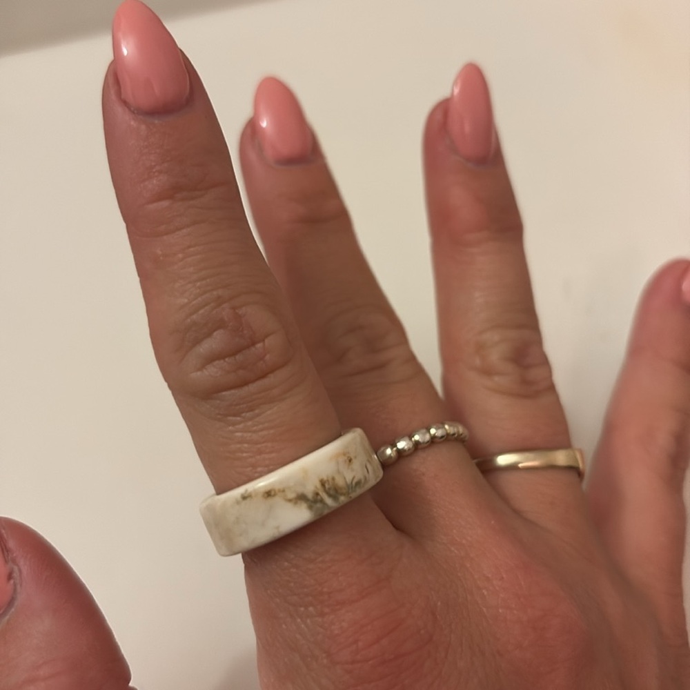 White Marbled Resin Ring